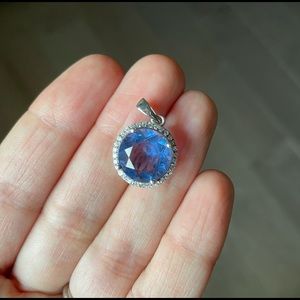 Sterling Silver Pendant with Lab-created Sapphire